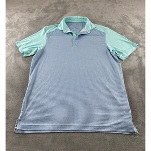 Head Golf Mens Polo Shirt S.‎ Mint Green Blue Geometric Short Sleeve Performance